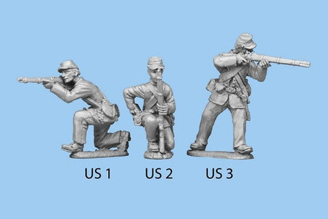 US-3 Union Infantry in Sack Coats - Standing and Firing - legs spread