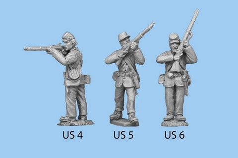 US-6 Union Infantry in Sack Coats - Standing with Rifle at High Port