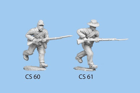 CS-61 Confederate Infantry in Shell Jacket / Charging / Rifle Level, left leg bent