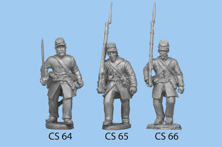 CS-66 Confederate Infantry in Frock Coat / Advancing Rifle on Shoulder / Legs closer together