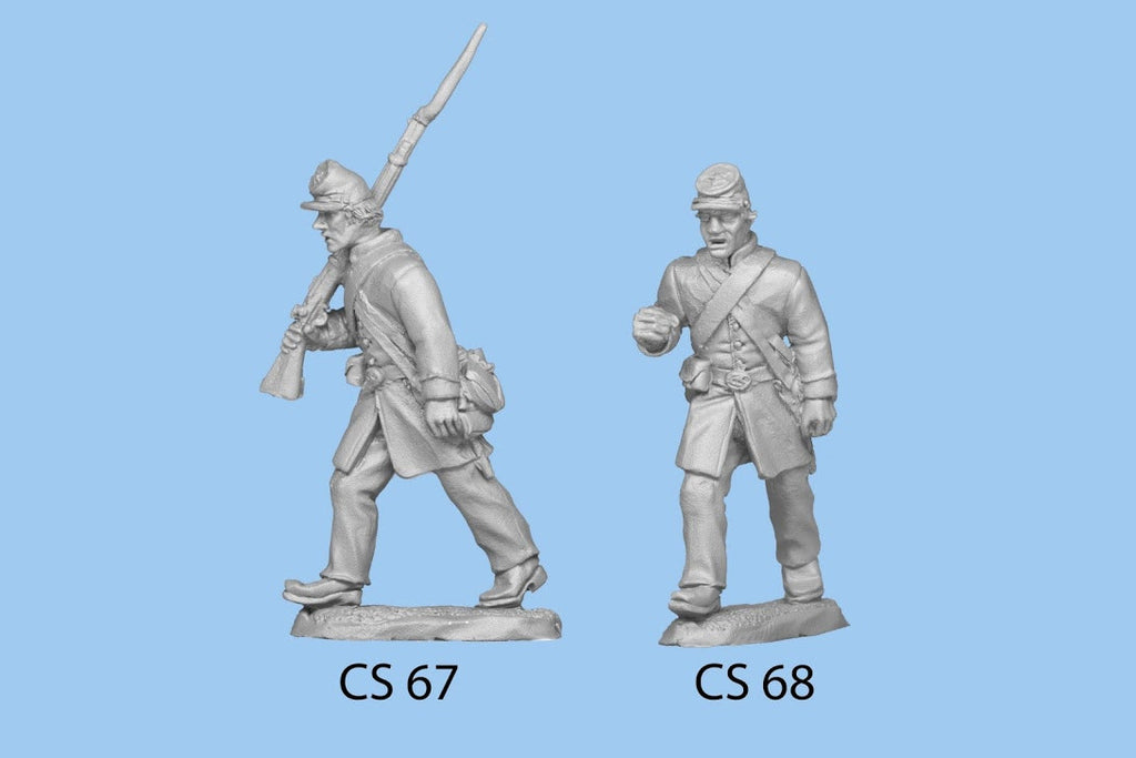 CS-68 Confederate Infantry in Frock Coat / Advancing / Standard Bearer, carrying flag in one hand