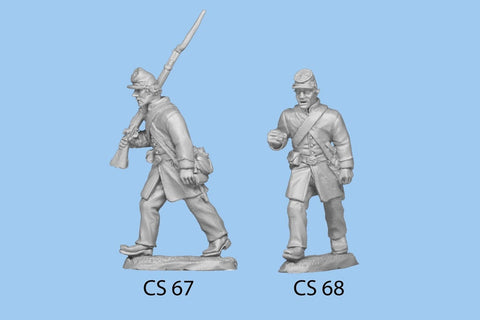 CS-67 Confederate Infantry in Frock Coat / Advancing Rifle on Shoulder / Right leg forward at longer step