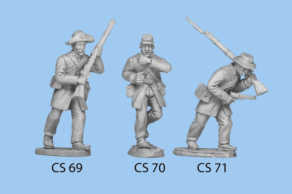 CS-71 Confederate Infantry in Frock Coat / Advancing, pistol in on hand, rifle over shoulder