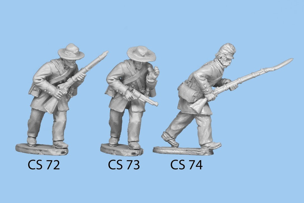 CS-74 Confederate Infantry in Frock Coat / Advancing, both hands on rifle, right foot forward