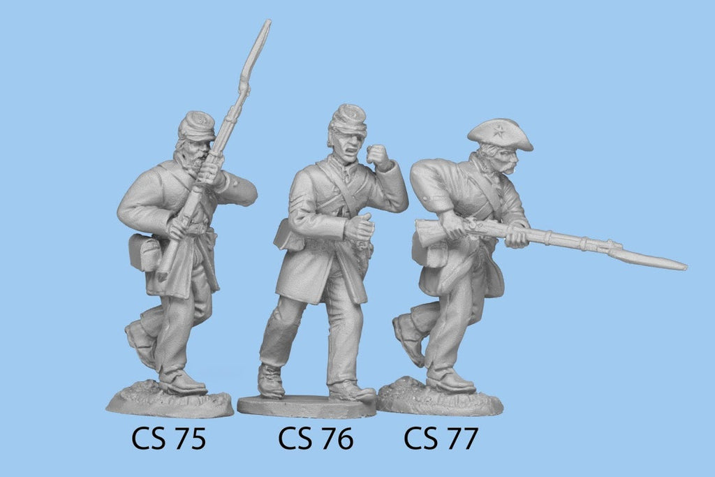 CS-75 Confederate Infantry in Frock Coat / Charging, rifle held up with both hands