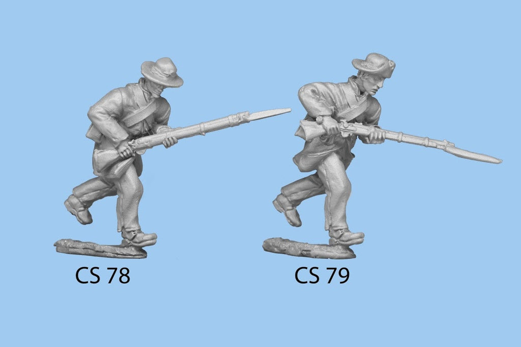 CS-79 Confederate Infantry in Frock Coat / Charging Rifle Level, held a bit up, right leg forward