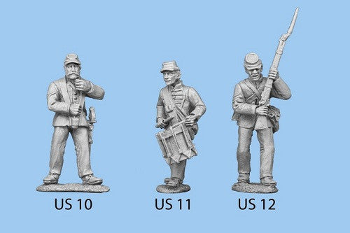 US-12 Union Infantry in Sack Coats - Seargent Standing / Holding Rifle in both hands