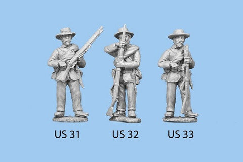 US-33 Union Infantry in Sack Coats / Blanket Roll / Standing and Ramming ball