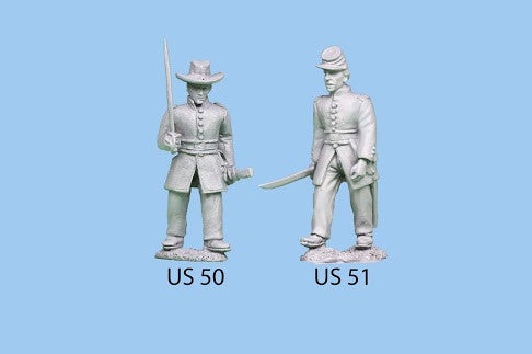 US-50 Union Infantry in Frock Coats / Officer Standing / Holding Sword
