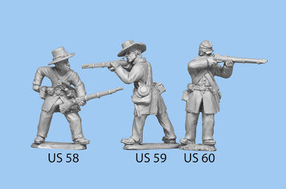 US-58 Union Infantry in Frock Coats / Standing / Reaching for Cartridge