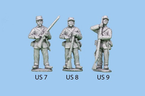 US-8 Union Infantry in Sack Coats - Standing and Reaching for a Cap / Rifle Grounded