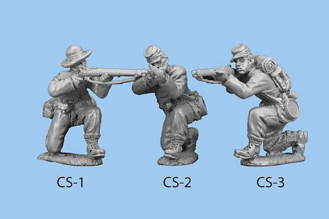 CS-2 Confederate Infantry in Shell Jacket / Blanket Roll - Kneeling and Firing