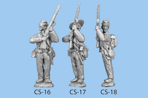 CS-17 Confederate Infantry in Shell Jacket / Blanket Roll / Standing with Rifle at High Port