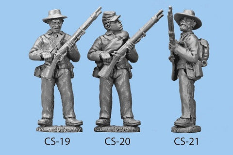 CS-19 Confederate Infantry in Shell Jacket / Standing and Reaching for a Cap / Rifle at Waist