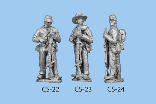 CS-22 Confederate Infantry in Shell Jacket / Standing and Reaching for a Cap / Rifle Grounded