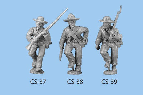 CS-38 Confederate Infantry in Shell Jacket / Advancing / Rifle at Side, other hand on canteen