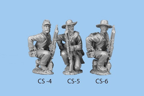 CS-6 Confederate Infantry in Shell Jacket / Back Pack / Barefoot - Kneeling / Reaching For Cartridge