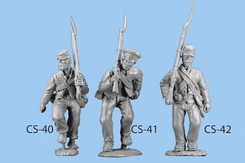 CS-40 Confederate Infantry in Shell Jacket / Advancing / Rifle on Shoulder / Barefoot
