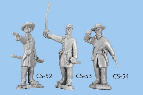 CS-53 Confederate Infantry in Frock Coat / Standing Officer with sword in the air / Straw and Officer's Kepi included