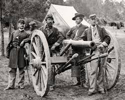 Limbers and Cannons - 2 limbers, 2 Parrotts, with drivers, 4 crew, 4 horses